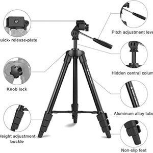 Fotopro Phone Tripod, 48" Camera Tripod with 3-Way Head, Lightweight Aluminum